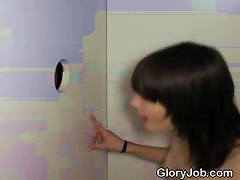 Raven Haired  Sucking Dick At A Glory Hole