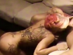 Amazing Tattooed  Blows Cock And Swallows